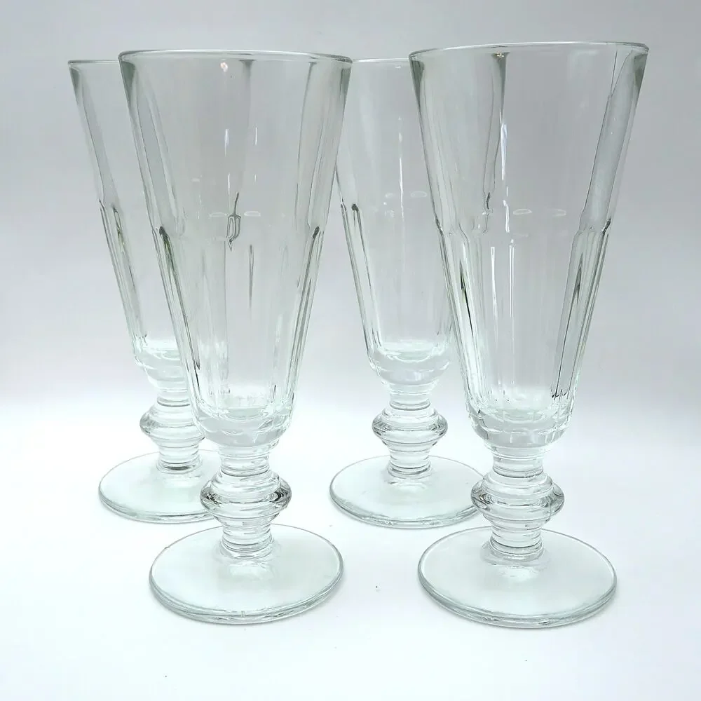 Vintage Footed Small Goblets Clear Glass Dessert Cocktail Flutes Set of 4